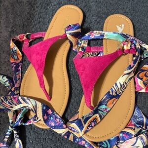 Shoe Dazzle Pink and Multicolor Sandals